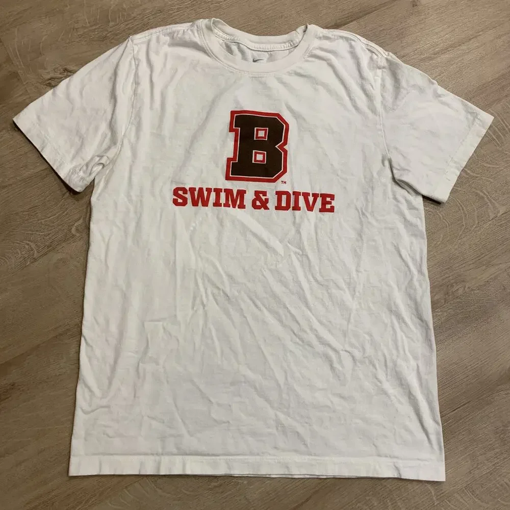 Nike Brown University Bears Swimming & Diving T-Shirt Men's Medium M White Ivy